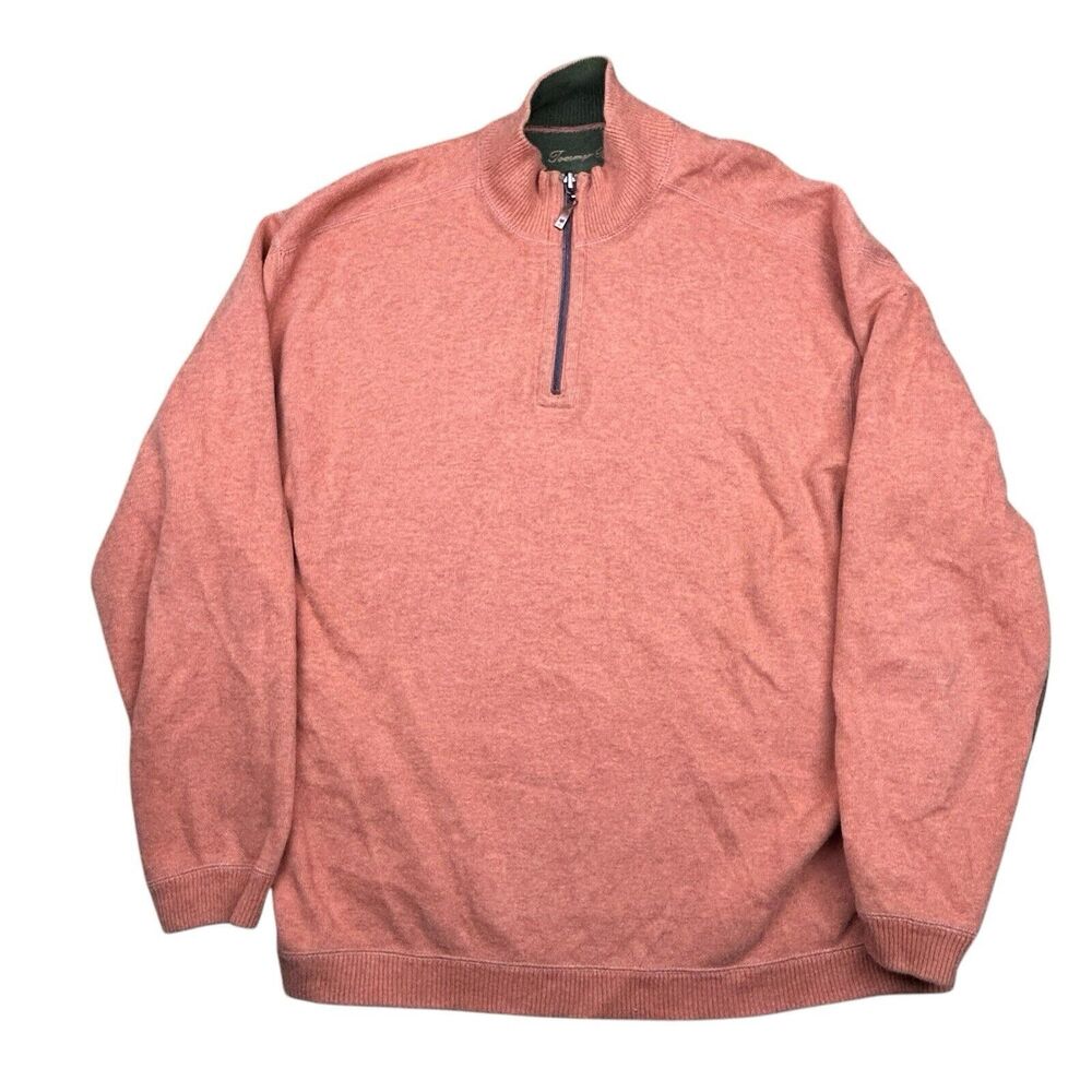 Tommy Bahama Reversible Quarter Zip Sweater Men's Large Burnt Orange